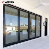 Warren Standard AS2047 Cheap Exterior Double Glazed Aluminium Accordion Folding Doors Glass Bifold Patio Doors